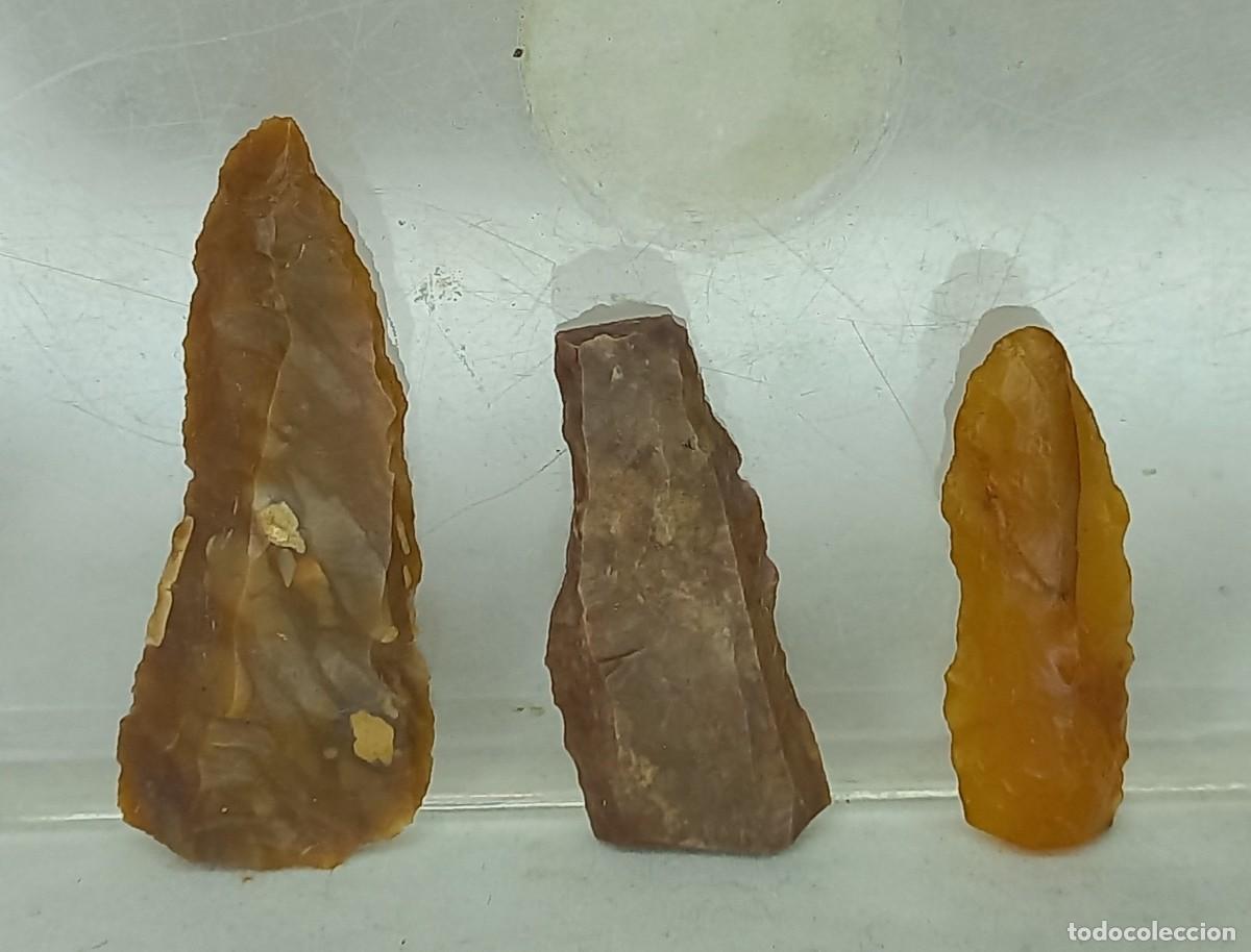 Sammeln: EXPECTACULAR CONJUNTO DE TRES RASPADORES DE SILEX PREHISTORICOS