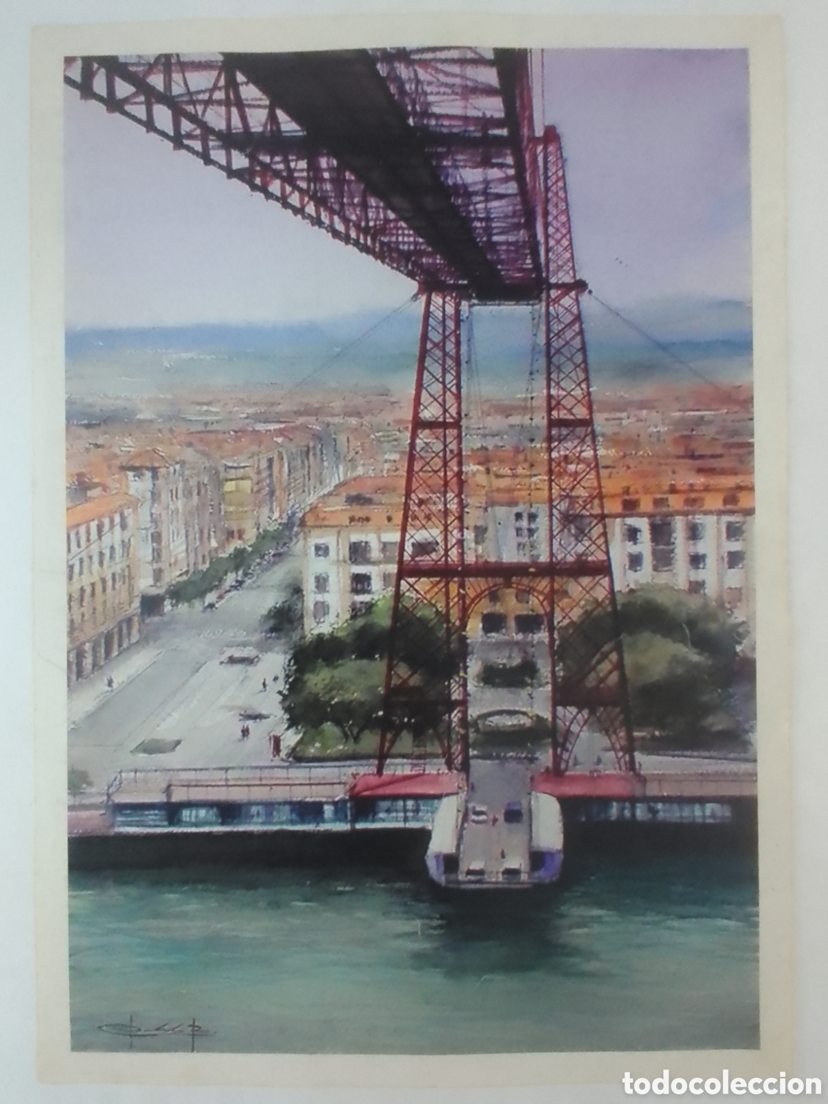 Coleccionismo: Lamina Puente Colgante Portugalete &bull; Vizcaya.