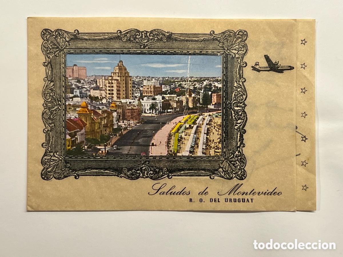 Coleccionismo: SALUDOS DE MONTEVIDEO .., R. O. DEL URUGUAY, Hermosa carta circulada en papel vegetal (a.1959)