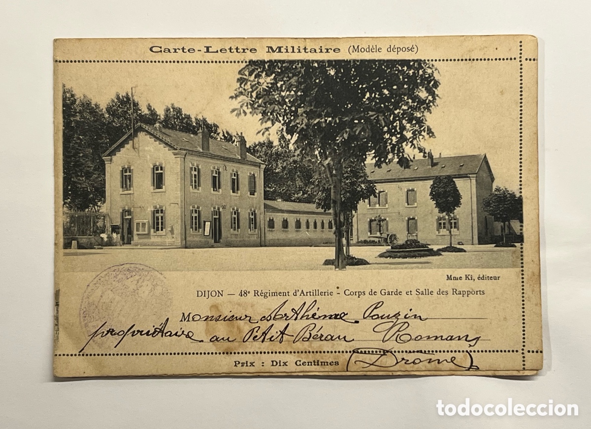 Coleccionismo: PRIMERA GUERRA MUNDIAL (tarjeta-carta) 48&deg; R&eacute;giment d'Artillerie en Dijon, Francia (a.1914)