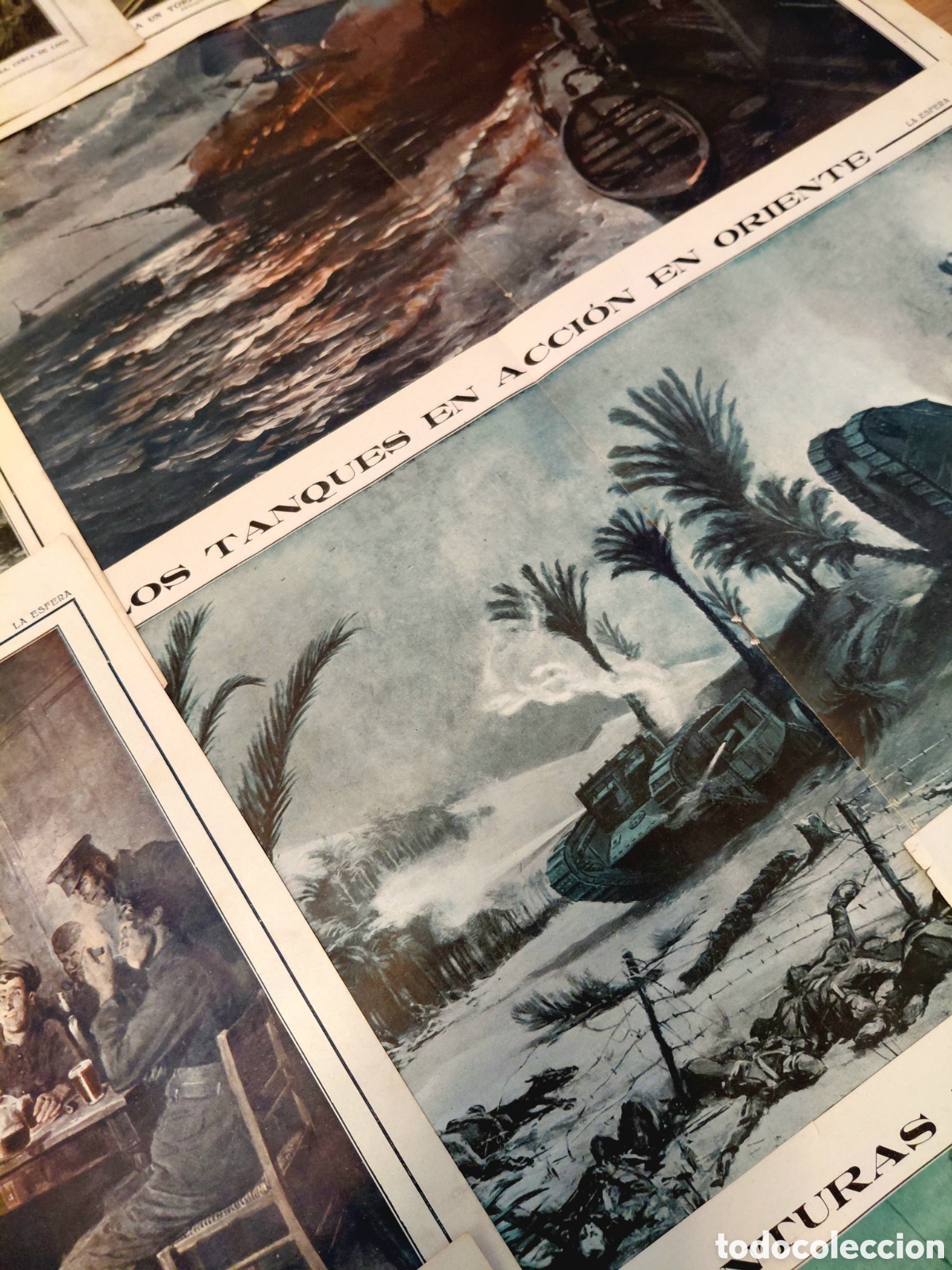 Coleccionismo: Lote 11 L&aacute;minas Originales I Guerra Mundial 1914-1918 - La Esfera (Tanques, Cruz Roja, Aviaci&oacute;n)