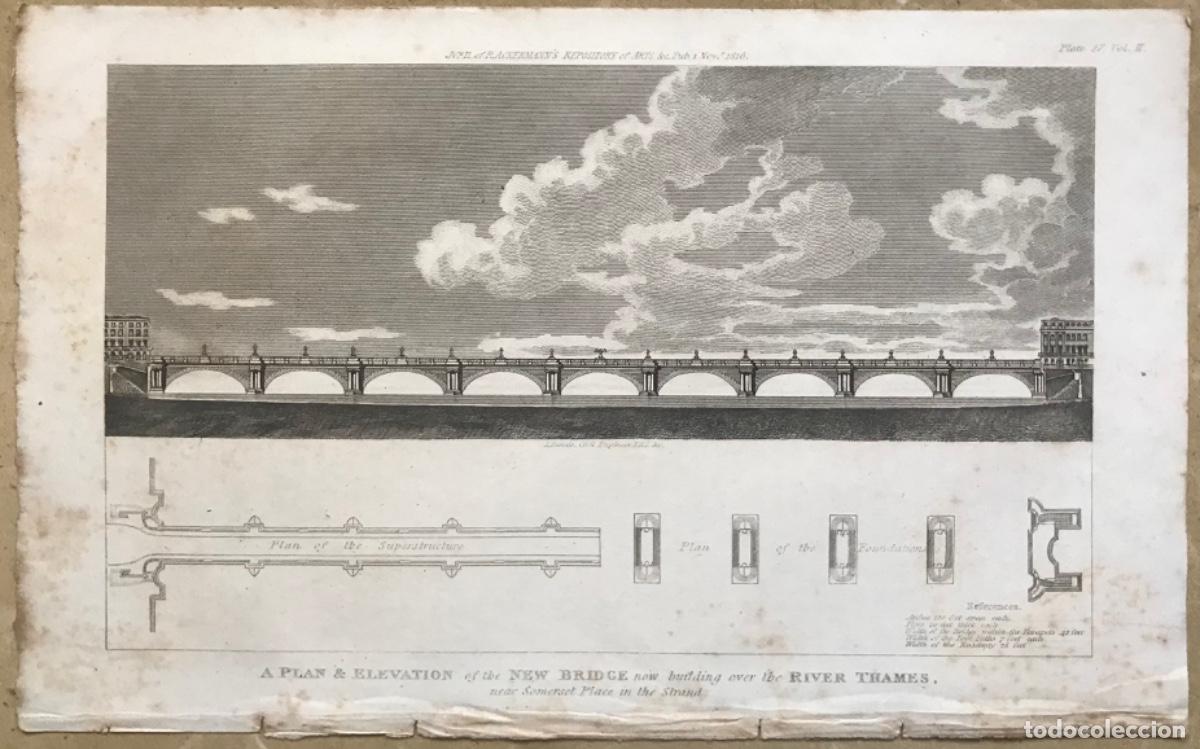 Coleccionismo: Dos l&aacute;minas de planos sobre el r&iacute;o T&aacute;mesis de Londres - Medida de cada una: 24 cm x 15 cm