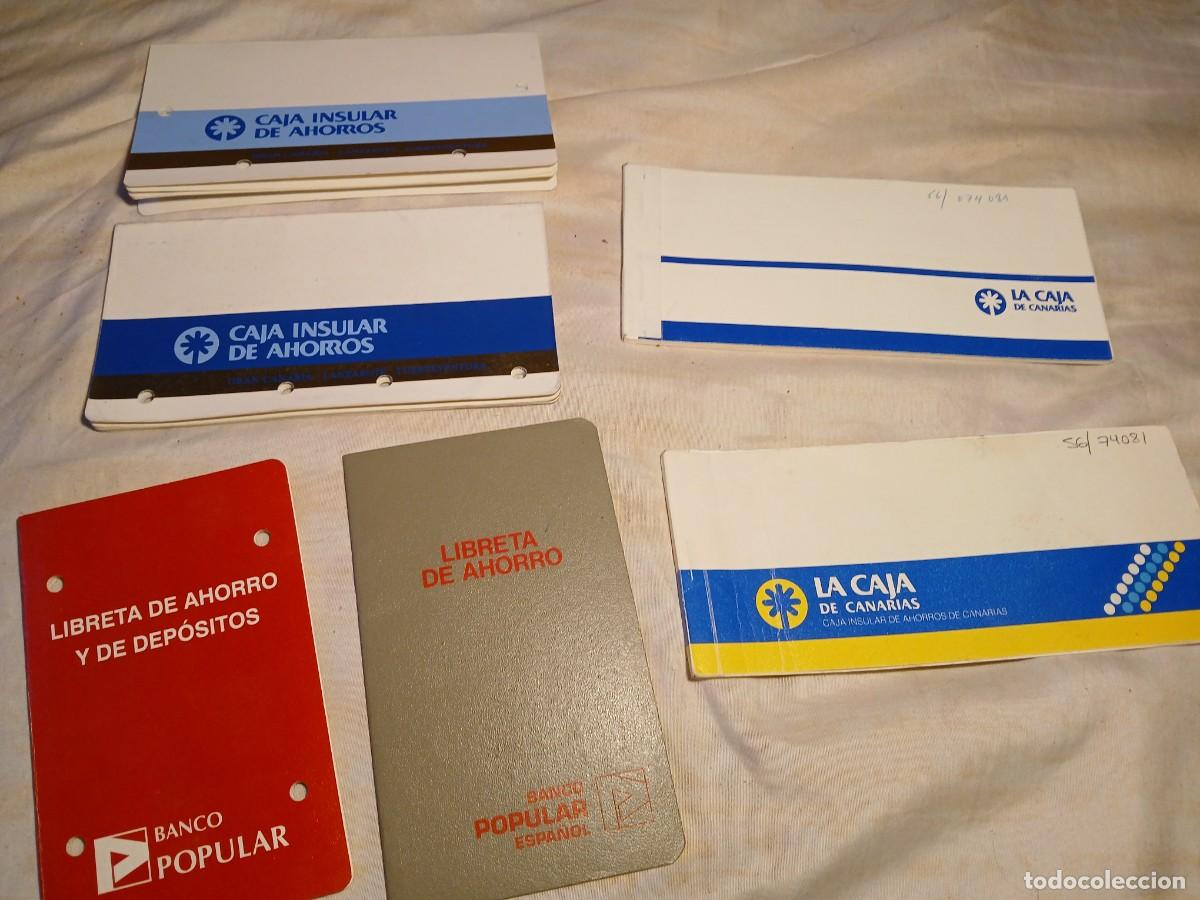 Coleccionismo: Lote antiguas cartilla bancarias la caja de canarias y banco popular 3 &euro; unidad usadas. A&ntilde;os 80