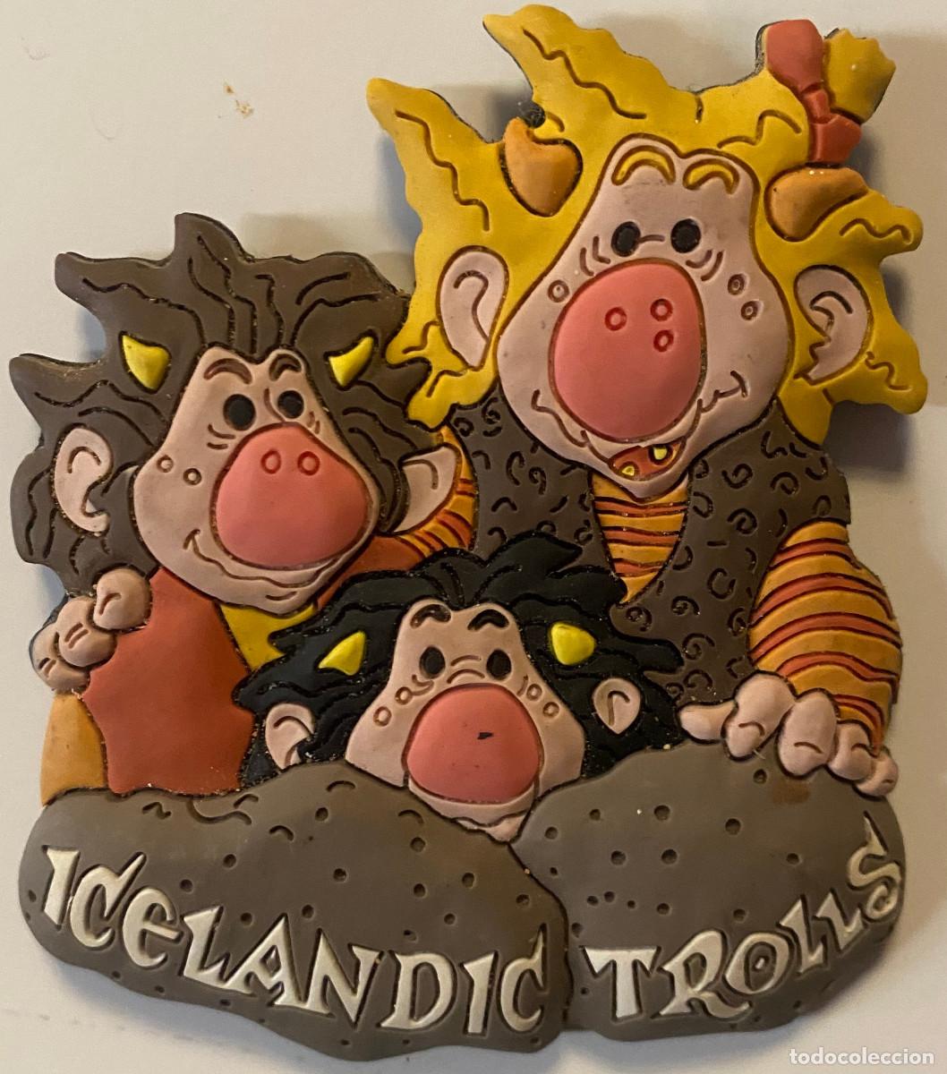 Coleccionismo: Im&aacute;n para el frigor&iacute;fico. Recuerdo tur&iacute;stico de Islandia, Trolls. De goma flexible. Buen estado.