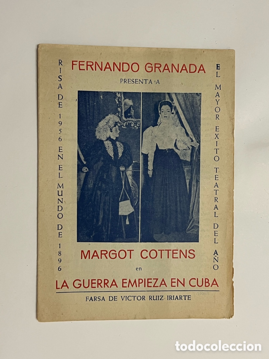 Coleccionismo: FERNANDO GRANADA, Presenta a Margot Cottens en La Guerra empieza en Cuba (a.1956) desplegable