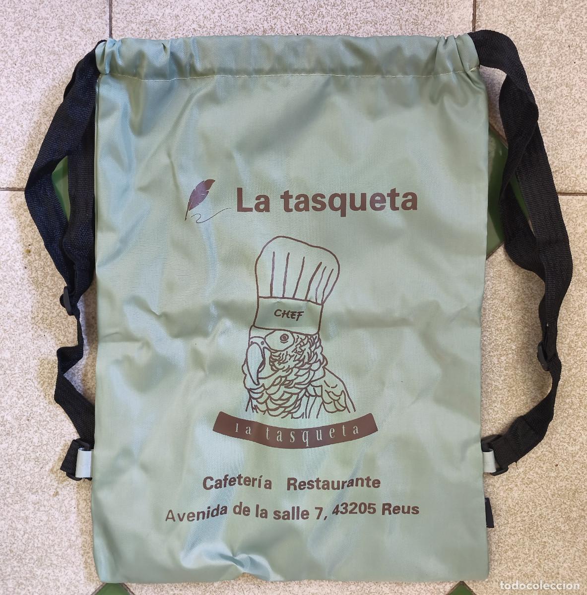 Coleccionismo: BOLSA SACO MOCHILLA - Bar Restaurante LA TASQUETA - 45 x 32 cm