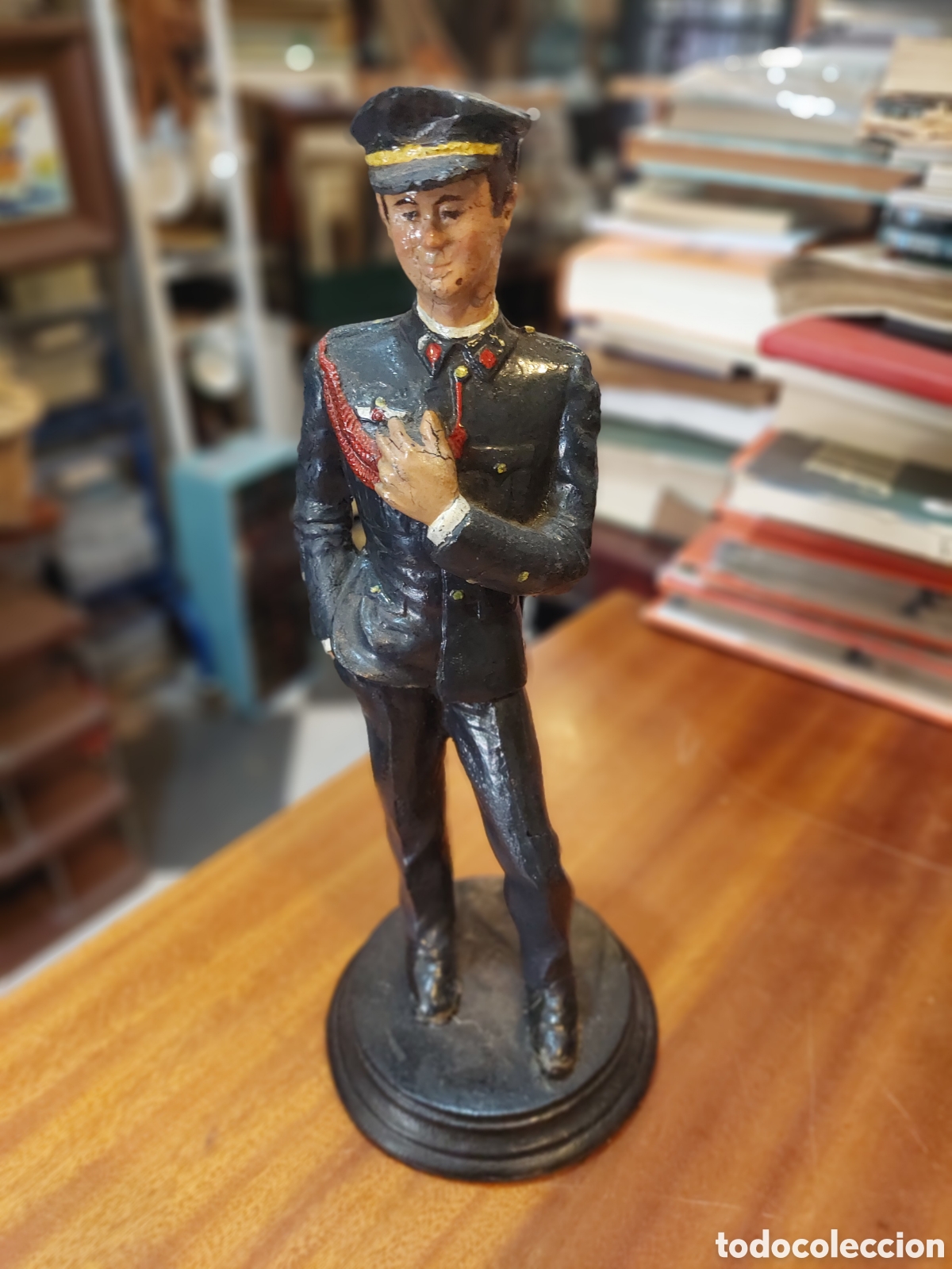 Coleccionismo: TALLA DE MADERA DE PILOTO DE AVIONES ESPA&Ntilde;OL VINTAGE