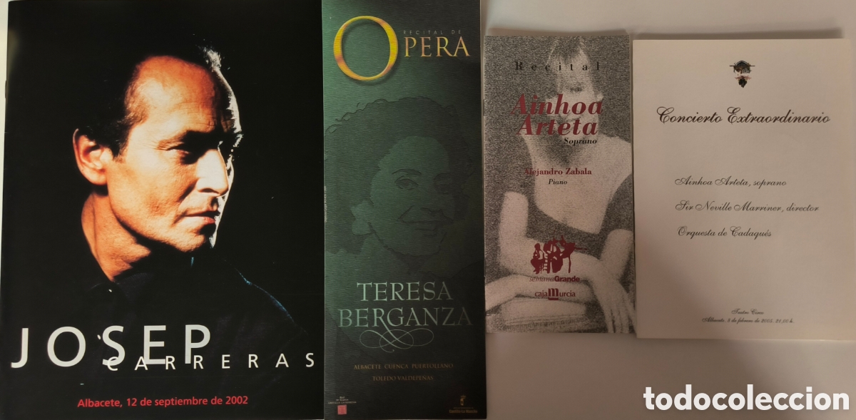 Coleccionismo: 16 Programas y d&iacute;pticos OPERA Y RECITALES.JOSEP CARRERAS.AINHOA ARTETA. TERESA BERGANZA.