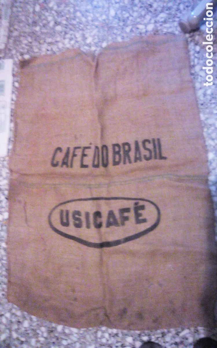 Coleccionismo: Antiguo saco de yute, caf&eacute; do Brasil. Usicaf&eacute;. Almela 0237. 002/212-7/023&bull;7. Mide 95 x 70 cm.