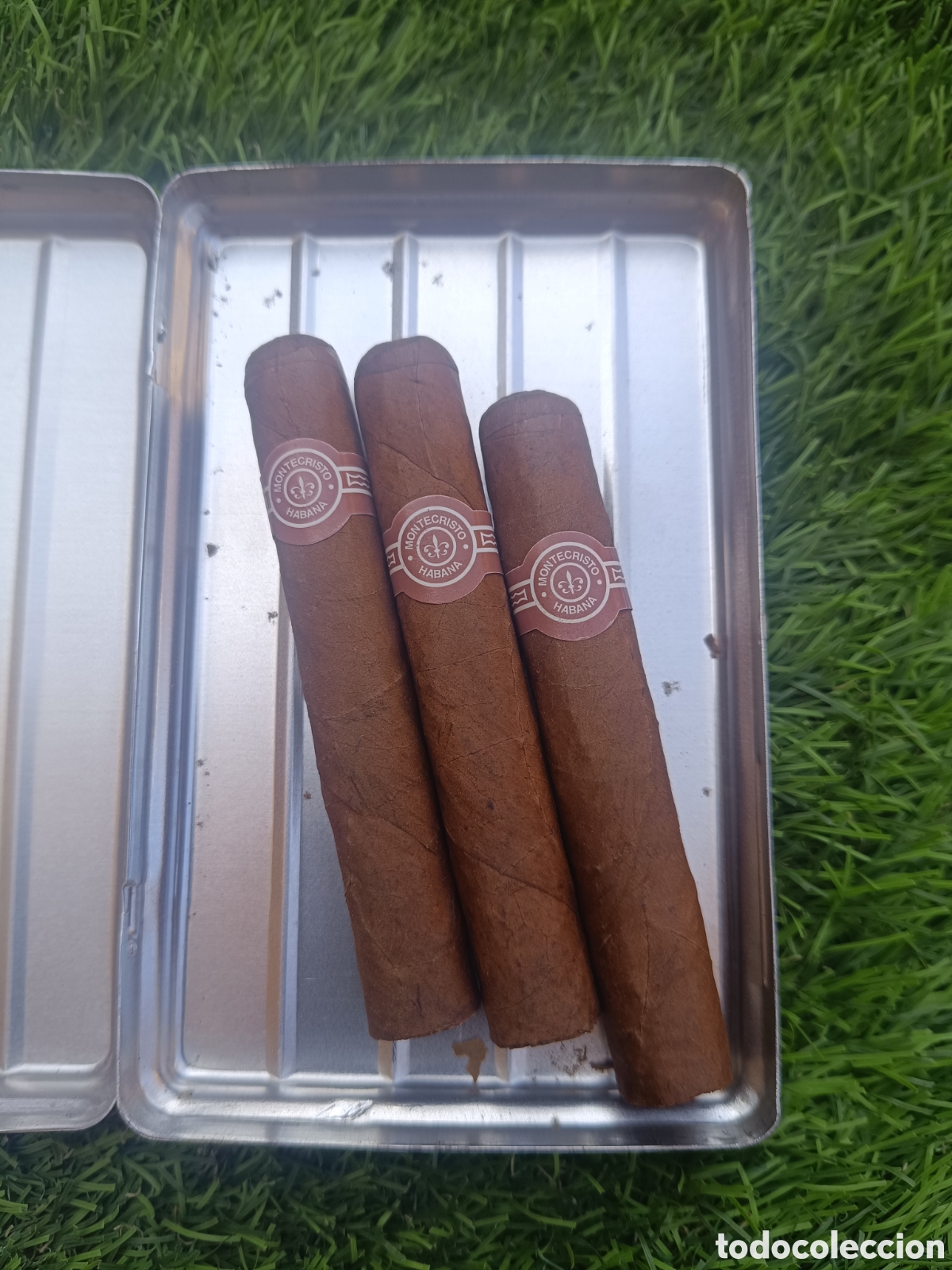 Coleccionismo: 3 PUROS MONTECRISTO . HABANA.CAJA ALUMINIO H.UPMANN