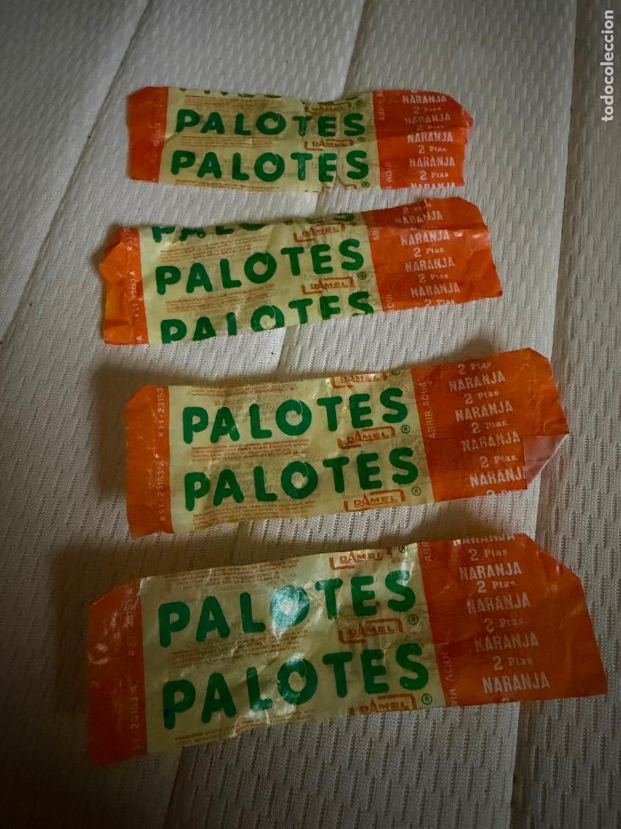 Coleccionismo: 4 envoltorios de palotes naranja 2 ptas