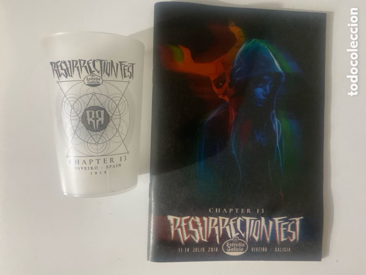 Coleccionismo: Lote Resurrection Fest 2018 &ndash; Vaso oficial + Programa oficial &ndash; Viveiro &ndash; Estrella Galicia