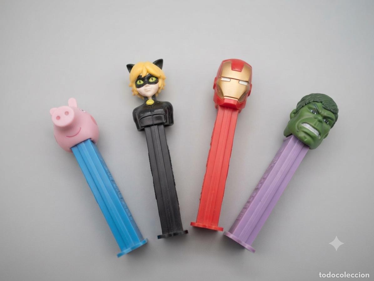 Coleccionismo: DISPENSADOR PEZ LOTE 4 UD: GEORGE PIG, HULK, IRONMAN, ADRIEN AGRESTE