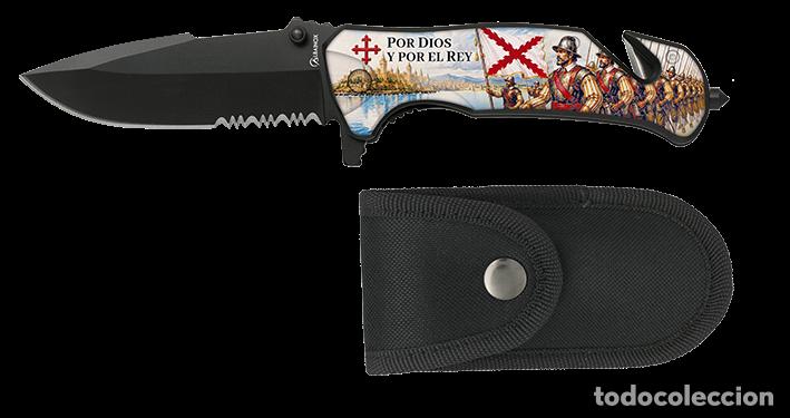 Coleccionismo: Navaja albainox negra seguridad.sierra.BANDERA CRUZ BORGO&Ntilde;A 19800ID001 -