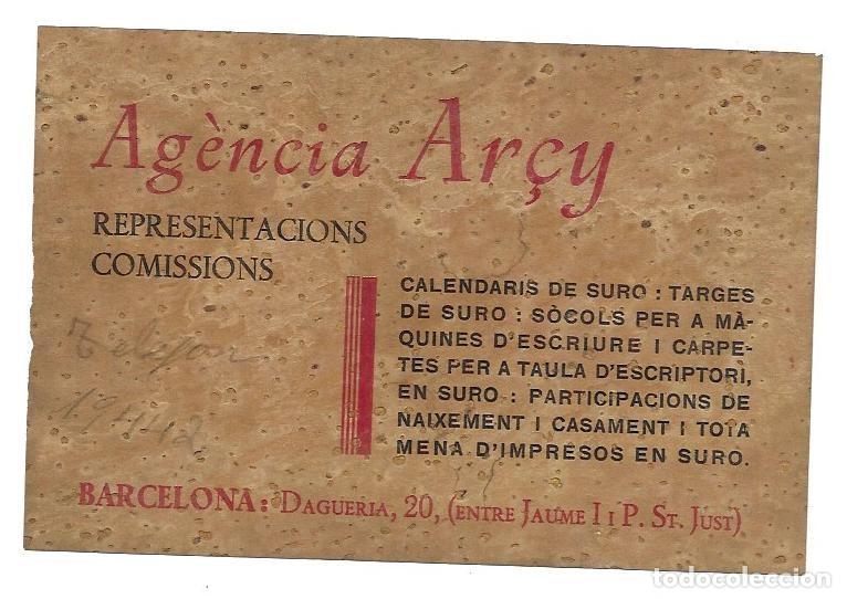 Coleccionismo: Tarjeta publicitaria de productos del corcho hecha en corcho, ag&egrave;ncia Ar&ccedil;y. &Eacute;poca republicana