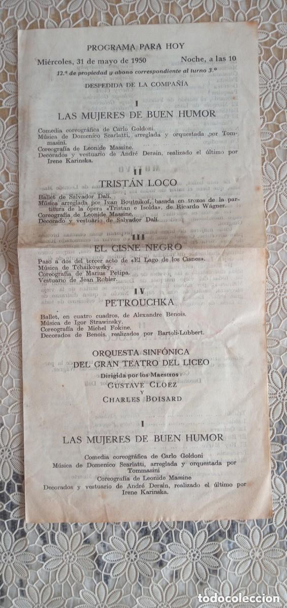 Coleccionismo: 1950 Programa Teatro Liceo Trist&aacute;n Loco ballet, decorado y vestuario de SALVADOR DAL&Iacute; surrealismo