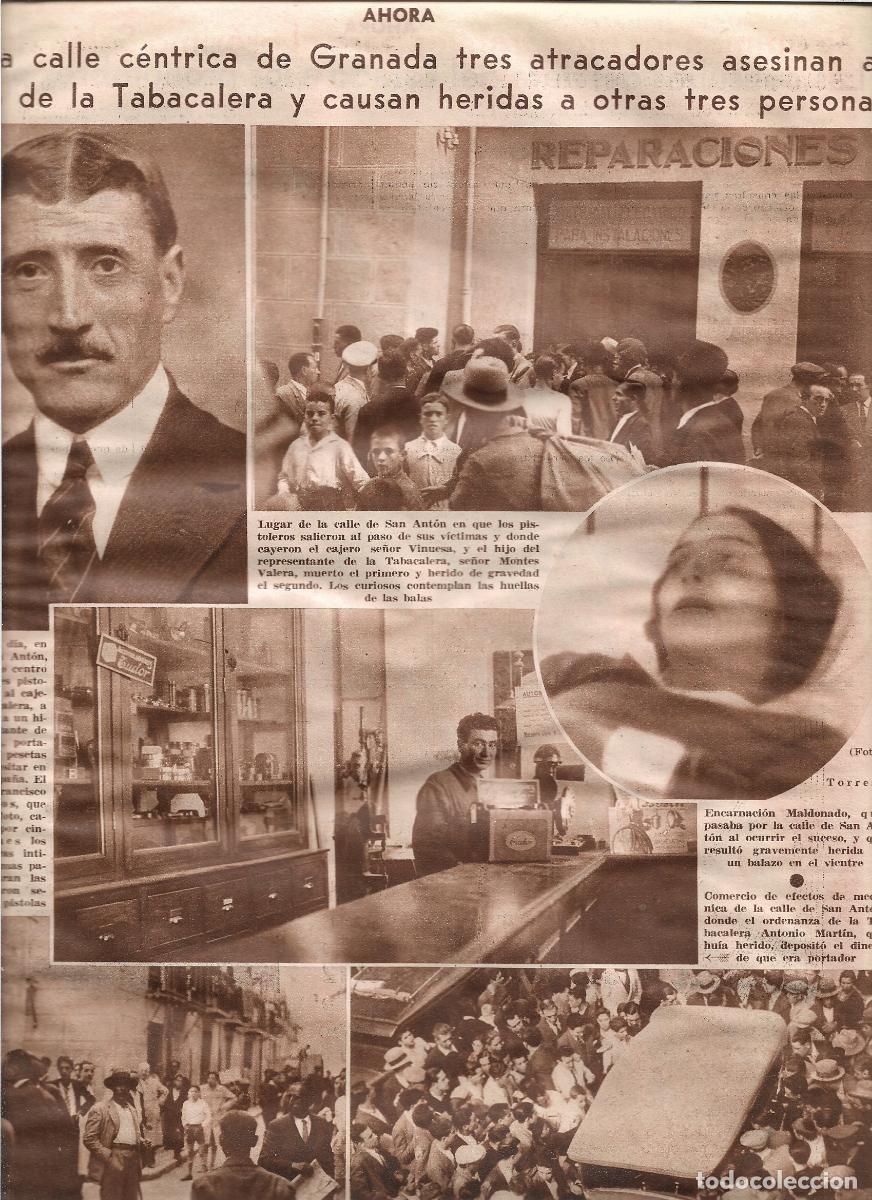 Coleccionismo: A&Ntilde;O 1933 RECORTE PRENSA CALLE SAN ANTON GRANADA ASESINATO CAJERO DE LA TABACALERA ATRACO