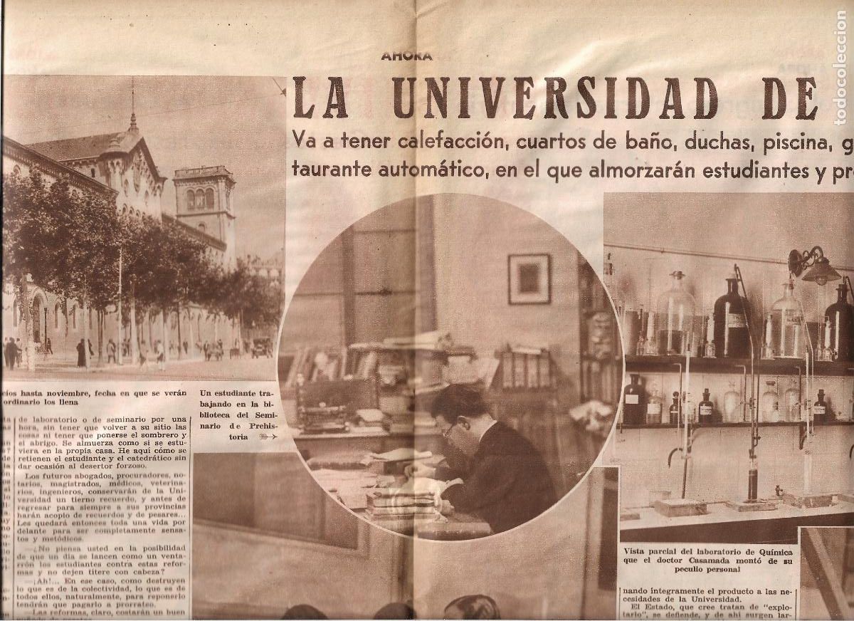 Coleccionismo: A&Ntilde;O 1933 RECORTE PRENS LA UNIVERSIDAD DE BARCELONA INSTALACIONES LABORATORIO QUIMICA DOCTOR CASAMADA