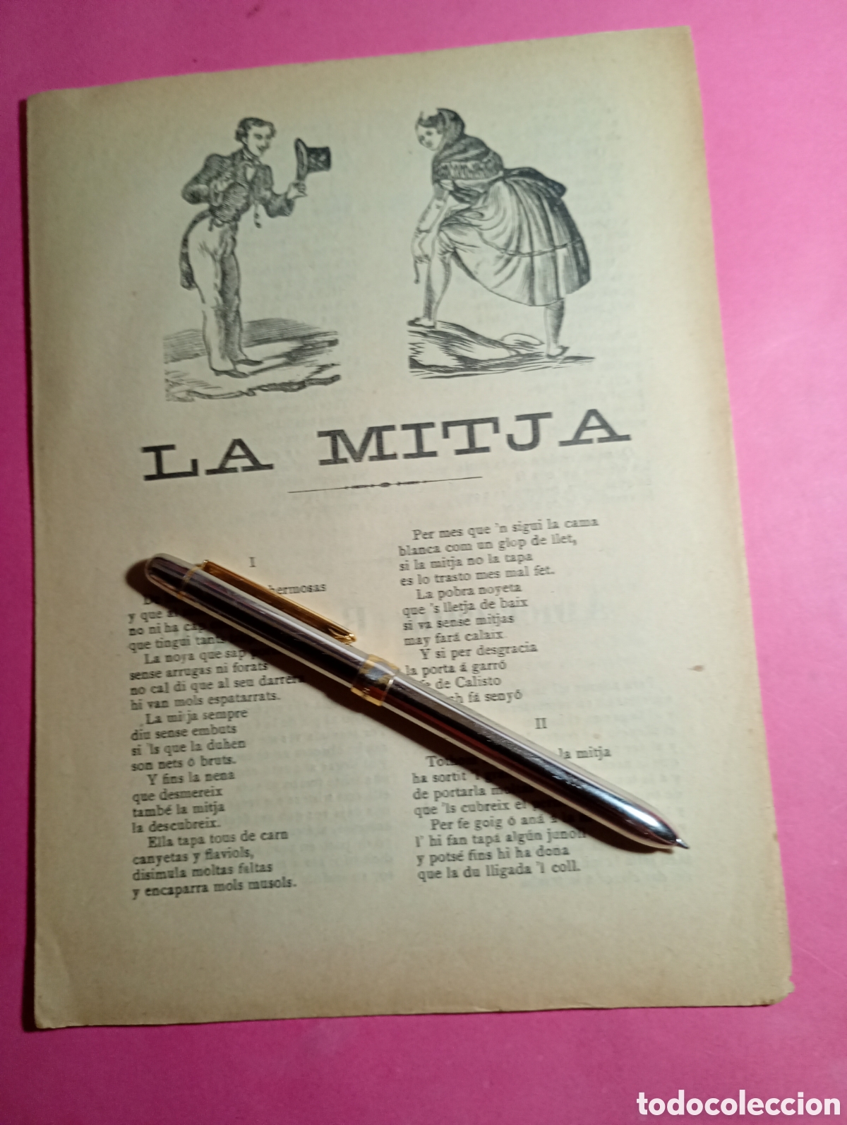 Coleccionismo: antiguo, escaso y raro pliego de cordel ''LA MITJA''i - imp. el abanico