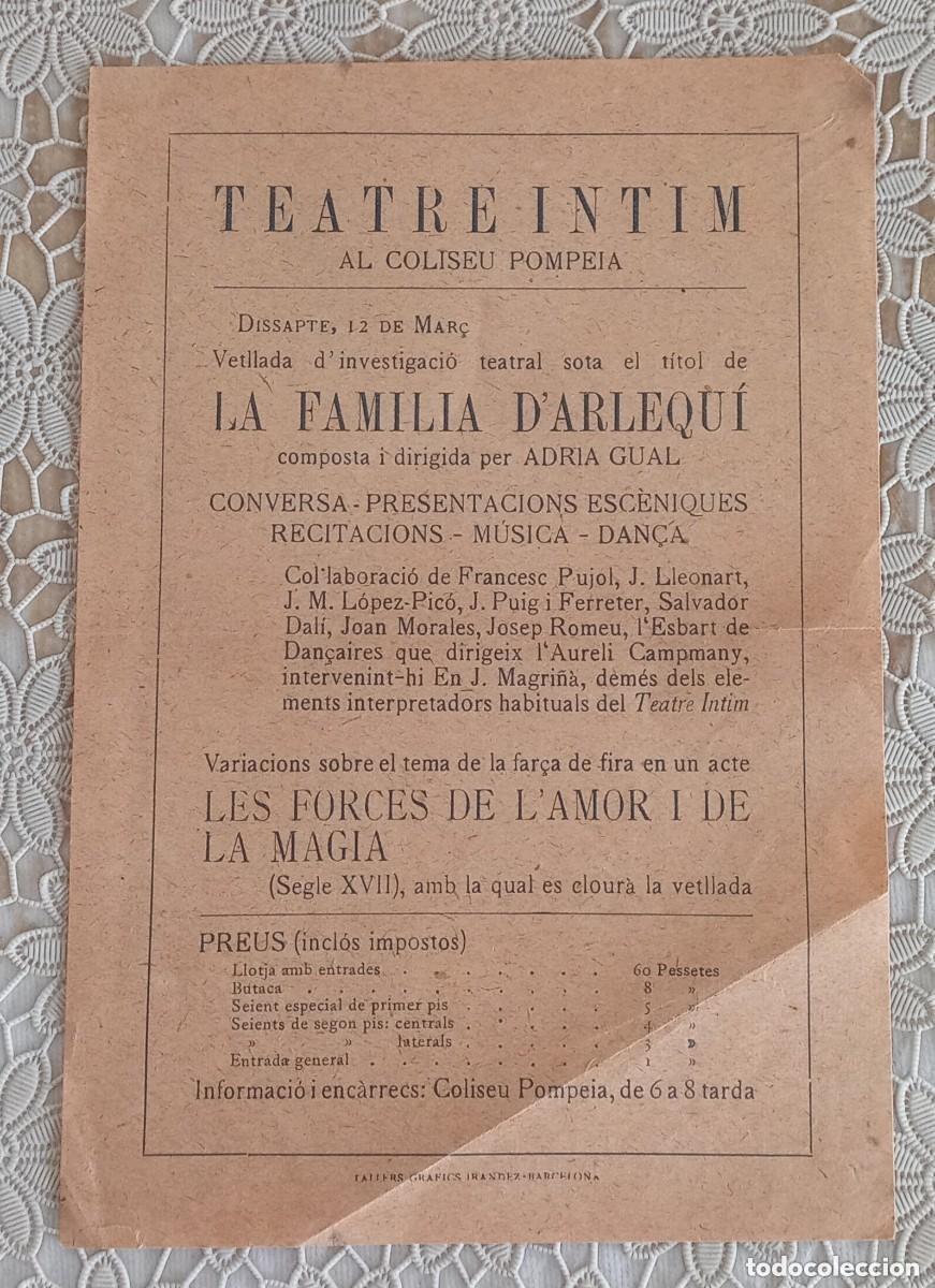 Coleccionismo: programa de 1927 DEBUT ABSOLUTO DE SALVADOR DAL&Iacute; EN TEATRO Antes de Mariana Pineda de Garc&iacute;a Lorca
