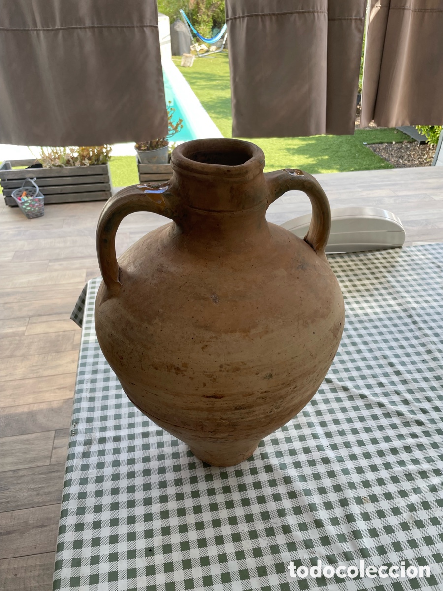 Coleccionismo: Antiguo C&aacute;ntaro de Barro con Asas Vasija Cer&aacute;mica Tradicional 45 cm