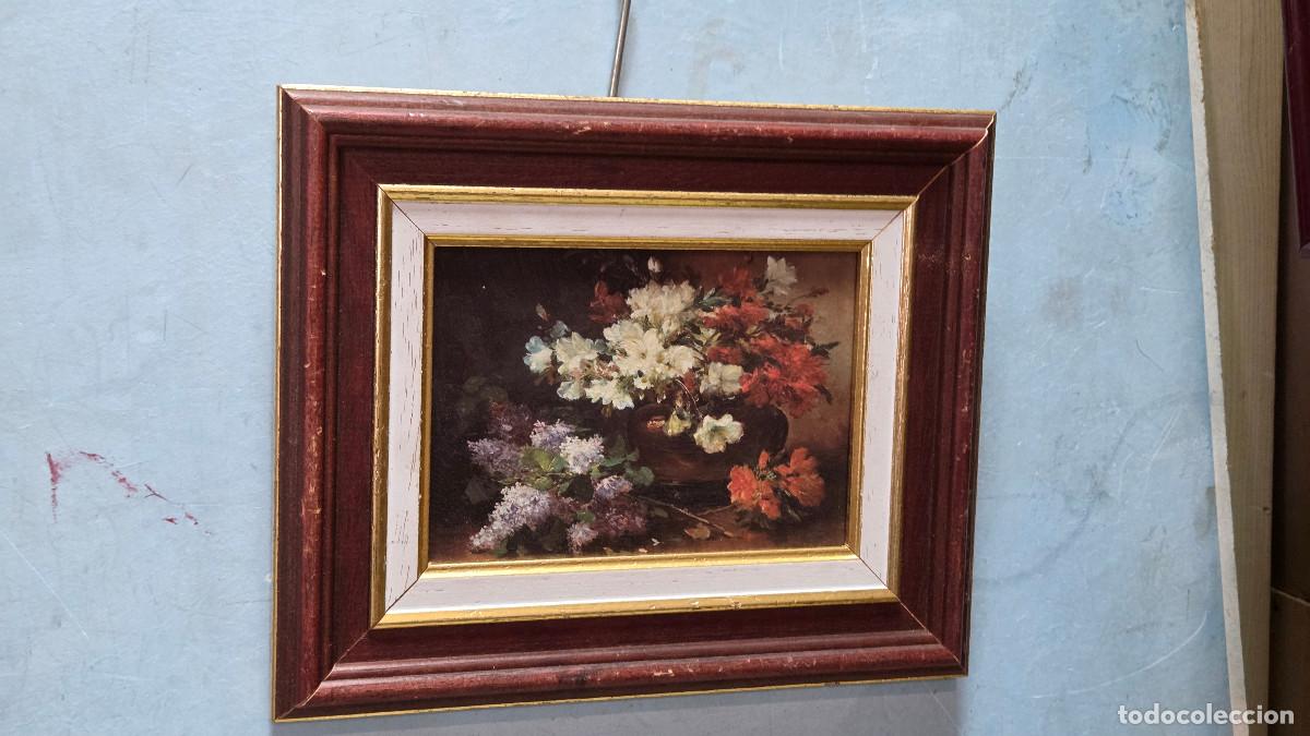 Coleccionismo: cuadro con litografias de3 flores