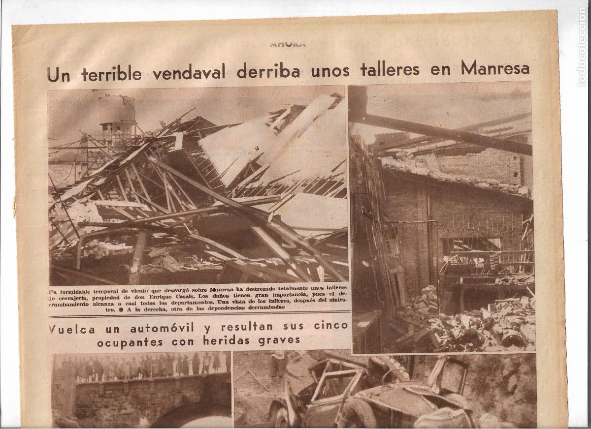 Coleccionismo: A&Ntilde;O 1933 RECORTE PRENSA MANRESA FUERTE VENDABAL DERRIBA TALLER CERRAJERIA DE ENRIQUE CASALS