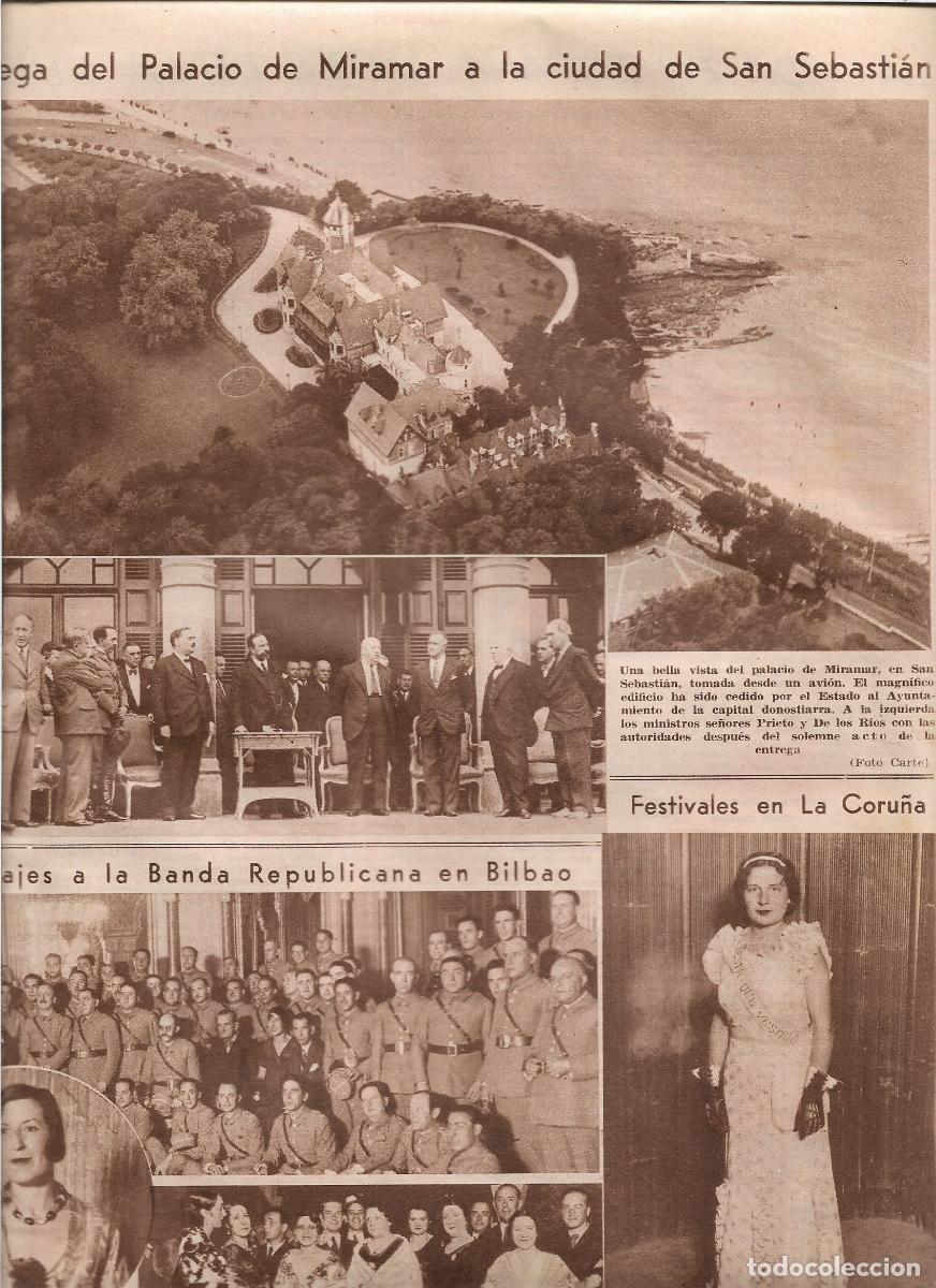 Coleccionismo: A&Ntilde;O 1933 RECORTE PRENSA ENTREGAL DEL PALACIO DE MIRAMAR A LA CIUDAD DE SAN SEBASTIAN AUTORIDADES