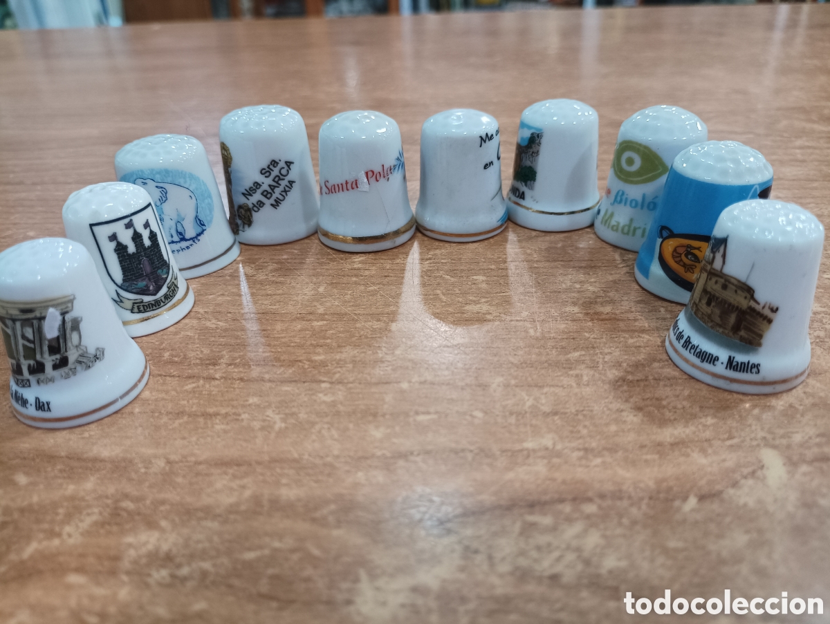 Coleccionismo: Lote de 10 dedales de porcelana de diferentes lugares de del mundo