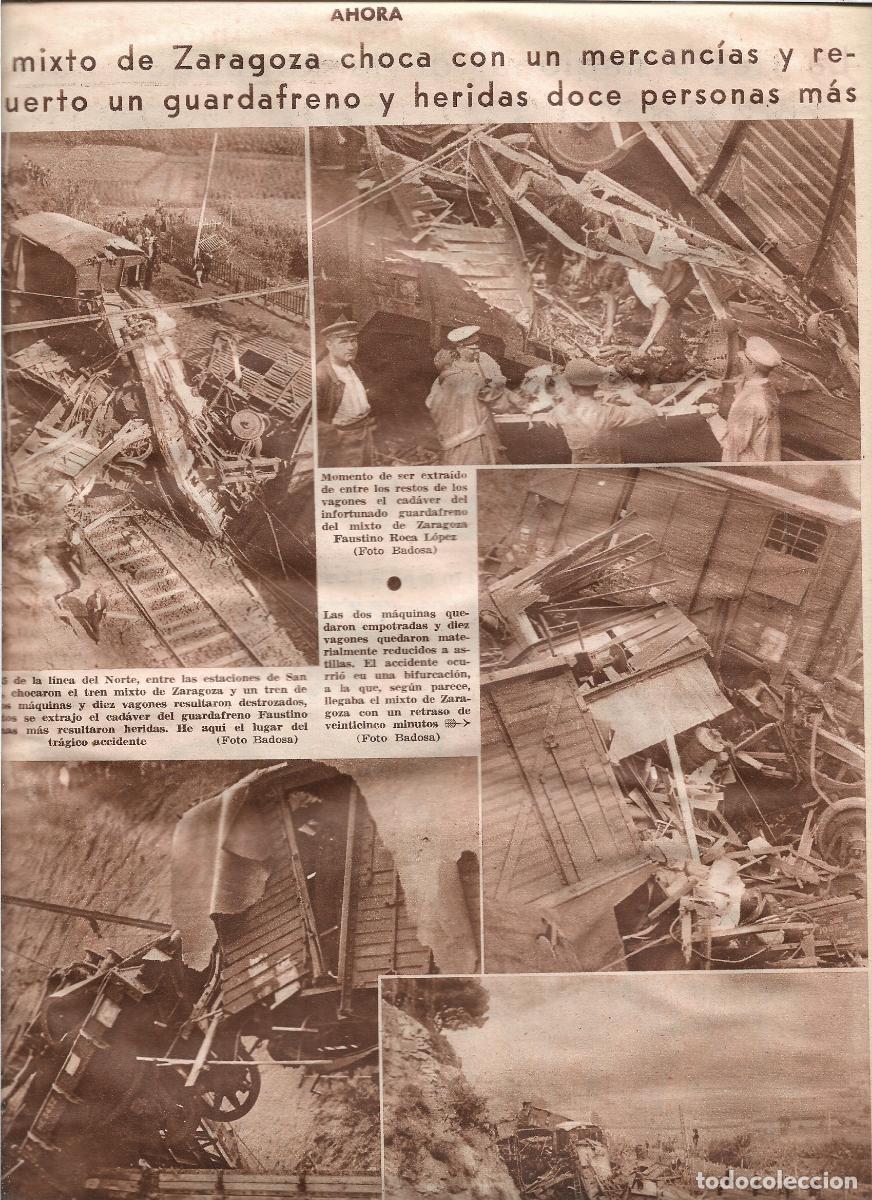 Coleccionismo: 1933 RECORTE PRENS ACCIDENTE CHOQUE TREN MIXTO DE ZARAGOZA CON UN MERCANCIAS UN MUERTO FAUSTINO ROCA