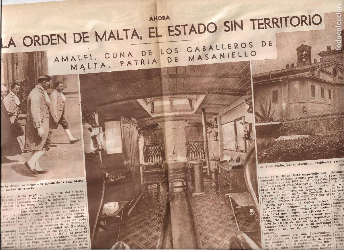 Coleccionismo: 1933 RECORTE PRENSA ORDEN DE MALTA AMALFI CUNA CABALLEROS DE MALTA PATRIA DE MASANIELLO VILLA MALTA