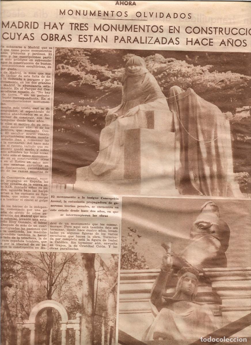 Coleccionismo: A&Ntilde;O 1933 MADRID MONUMENTOS OLVIDADOS CONSTRUCCION PARADA CONCEPCION ARENAL ALVAREZ QUINTERO