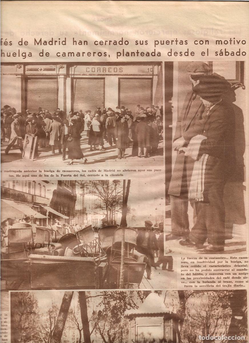 Coleccionismo: A&Ntilde;O 1933 RECORTE PRENSA MADRID HUELGA CAMAREROS CIERRE BARES ESTADO DE PREVENCION