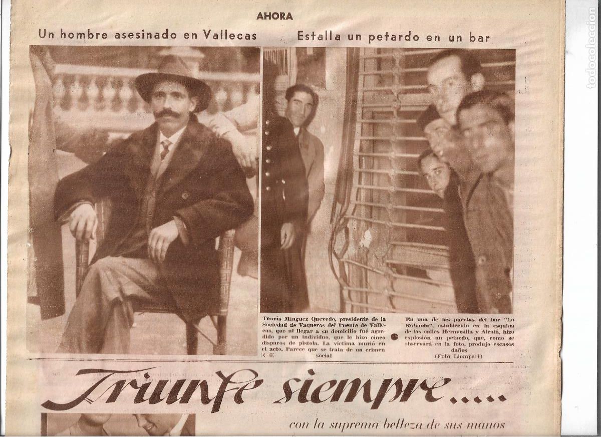 Coleccionismo: A&Ntilde;O 1933 RECORTE PRENSA MADRID ESTALLA UNA BOMBA EN EL BAR LA ROTONDA CALLE HERMOSILLA ALCALA