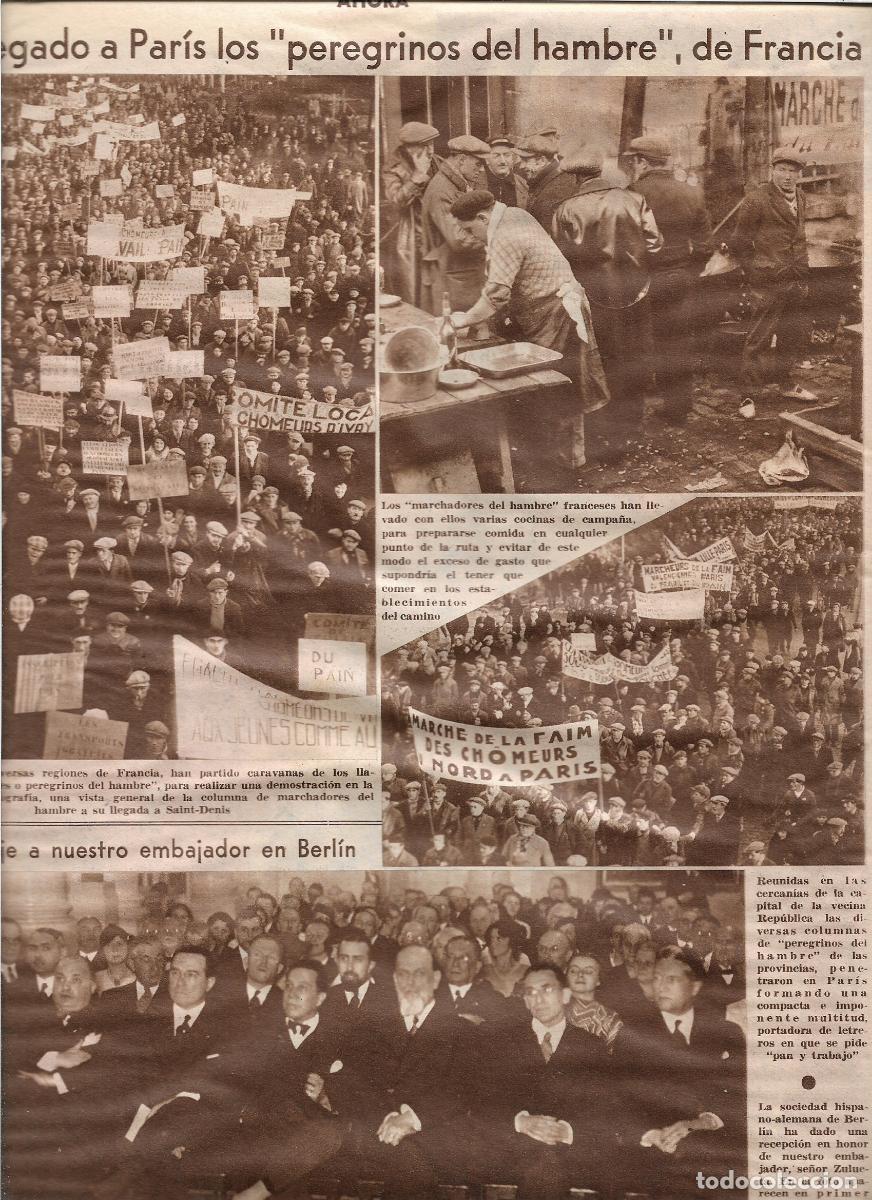 Coleccionismo: A&Ntilde;O 1933 RECORTE PRENSA PARIS LLEGADA DE LOS PEREGRINOS DEL HAMBRE DE FRANCIA