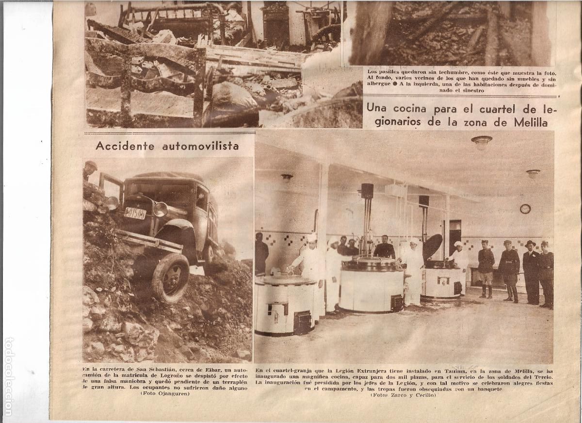 Coleccionismo: A&Ntilde;O 1933 RECORTE PRENSA MELILLA TANIMA INAUGURACION COCINA CUARTEL GRANJA DE LA LEGION
