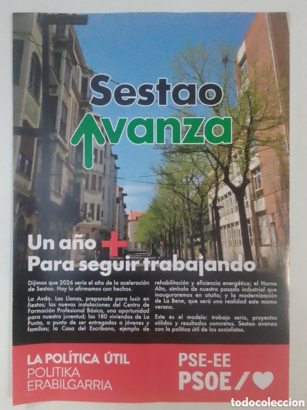Coleccionismo: Propaganda PSE-EE PSOE Sestao Avanza.