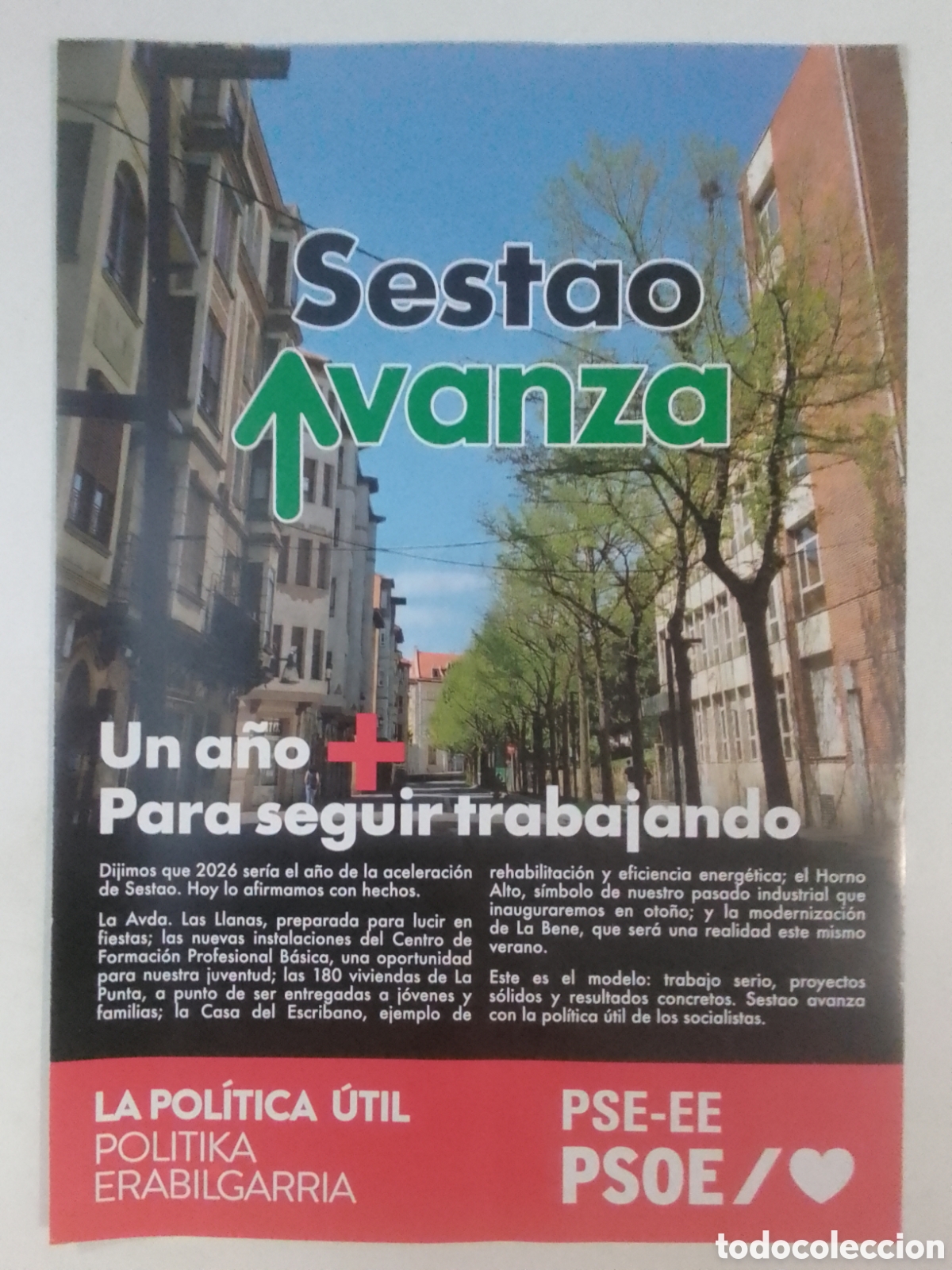 Coleccionismo: Propaganda PSE-EE PSOE Sestao Avanza 2026.