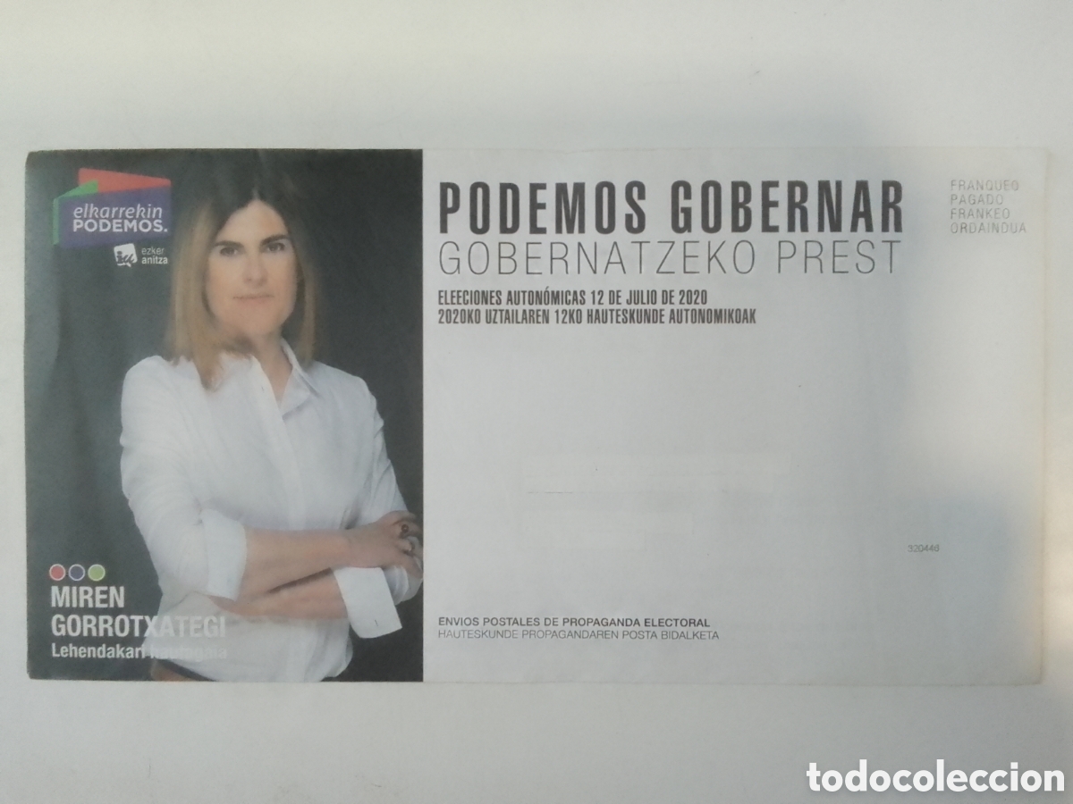 Coleccionismo: Propaganda electoral elkarrekin Podemos Elecciones Auton&oacute;micas 2020.