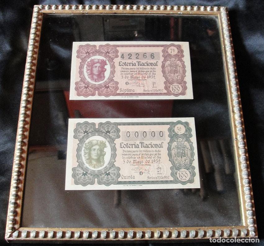 Coleccionismo: 2 D&Eacute;CIMOS DE LOTERIA DEL A&Ntilde;O 1952 EN MARCO ANTIGUO - ENTREGA EN MANO -