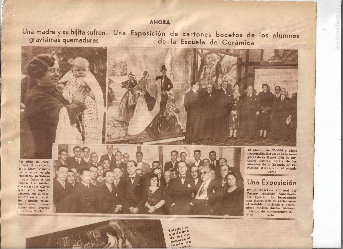 Coleccionismo: A&Ntilde;O 1933 RECORTE PRENSA MADRID INAUGURACION EXPOSICION CARTONES BOCETOS ALUMNOS ESCUELA DE CERAMICA