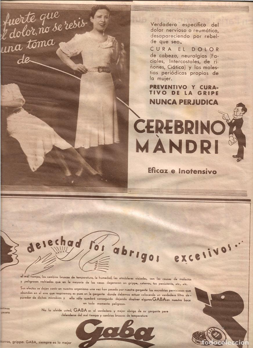 Coleccionismo: A&Ntilde;O 1933 RECORTE PRENSA PUBLICIDAD CEREBRINO MANDRI PREVENTIVO GRIPE PASTILLAS GABA