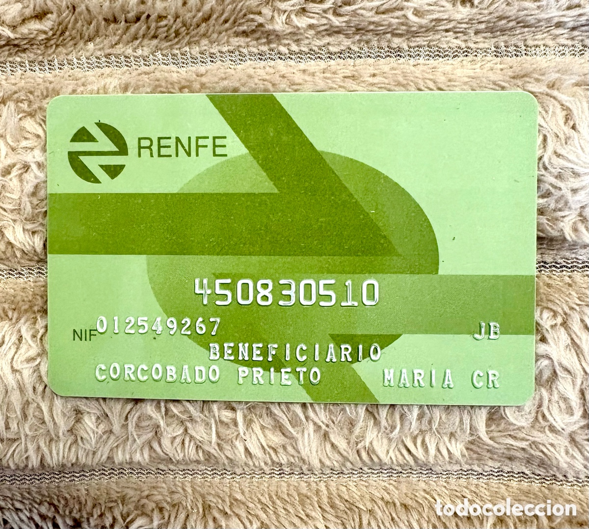 Coleccionismo: PERFECTA - Tarjeta / Pase de Beneficiario de Renfe - TRENES - D&eacute;cada de 1990