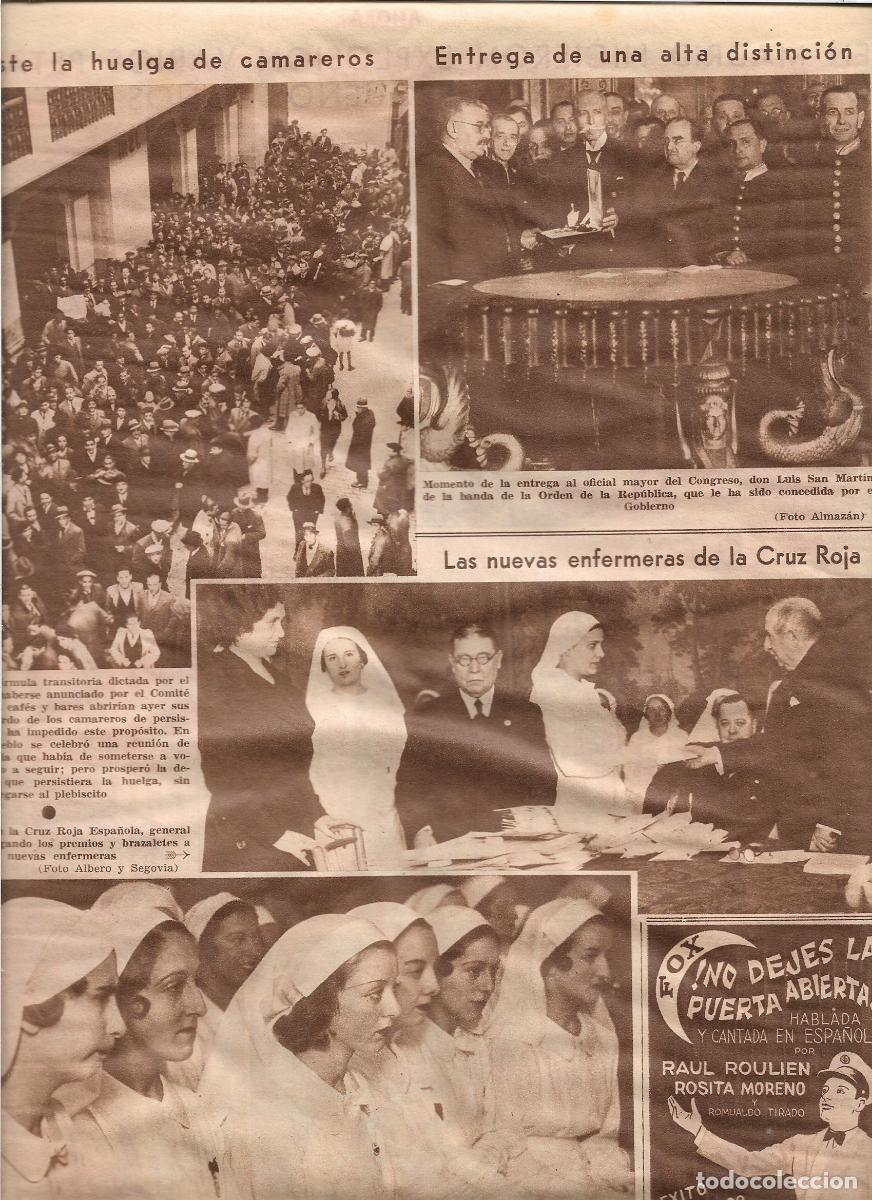 Coleccionismo: A&Ntilde;O 1933 RECORTE PRENS NUEVAS ENFERMERAS DE LA CRUZ ROJA GENERAL RICARDO BURGUETE ENTREGA BRAZALETES