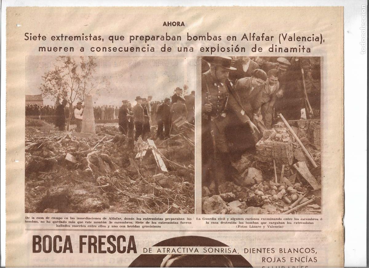 Coleccionismo: A&Ntilde;O 1933 MOVIMIENTO REVOLUCIONARIO ALFAFAR VALENCIA 7 MUERTOS EXPLOSION PREPARACION BOMBAS