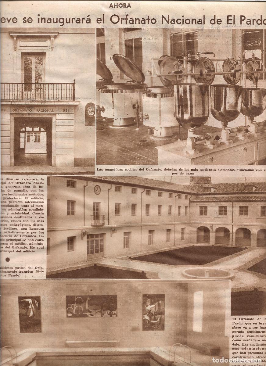 Coleccionismo: A&Ntilde;O 1933 RECORTE PRENSA MADRID ORFANATO NACIONAL DE EL PARDO COCINA PISCINA PATIO