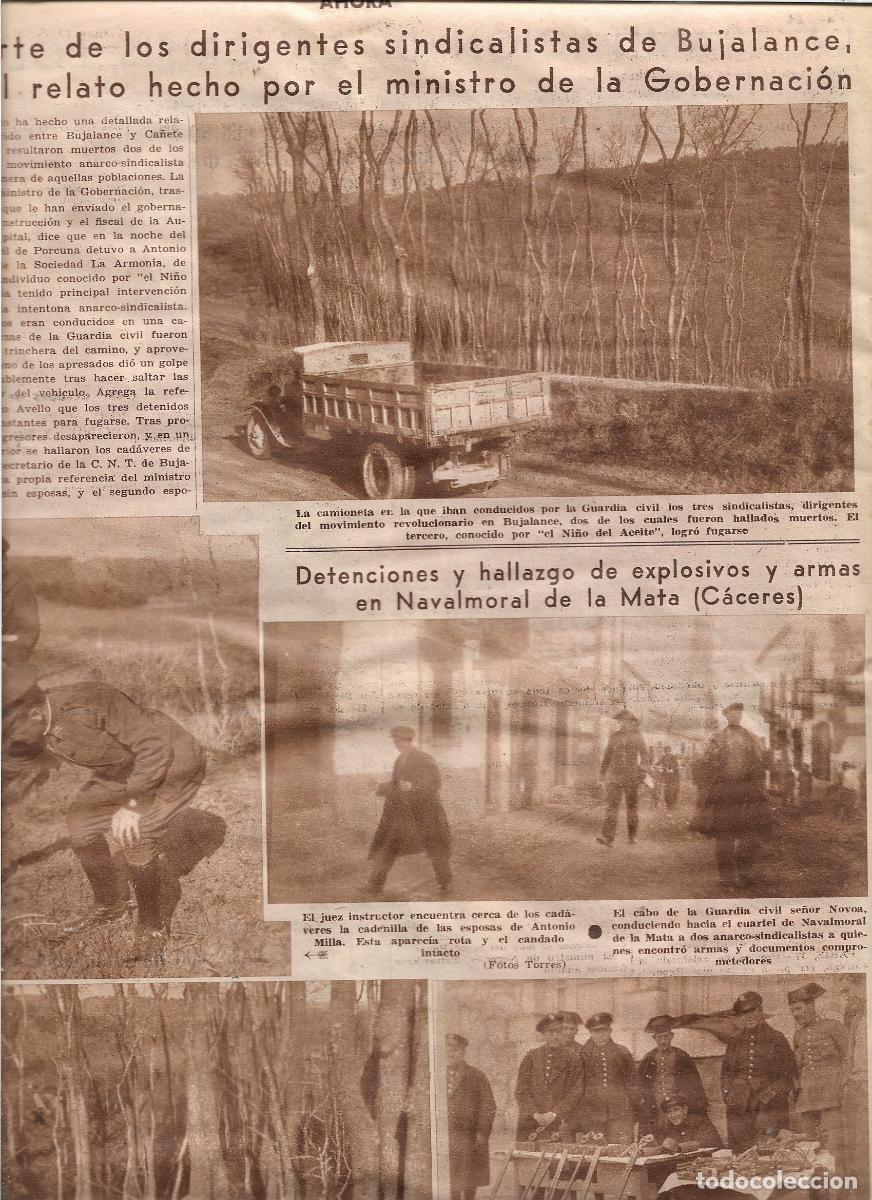 Coleccionismo: A&Ntilde;O 1933 RECORTE PRENSA NAVALMORAL DE LA MATA CACERES HALLAZGO BOMBAS ARMAS DETENCIONES