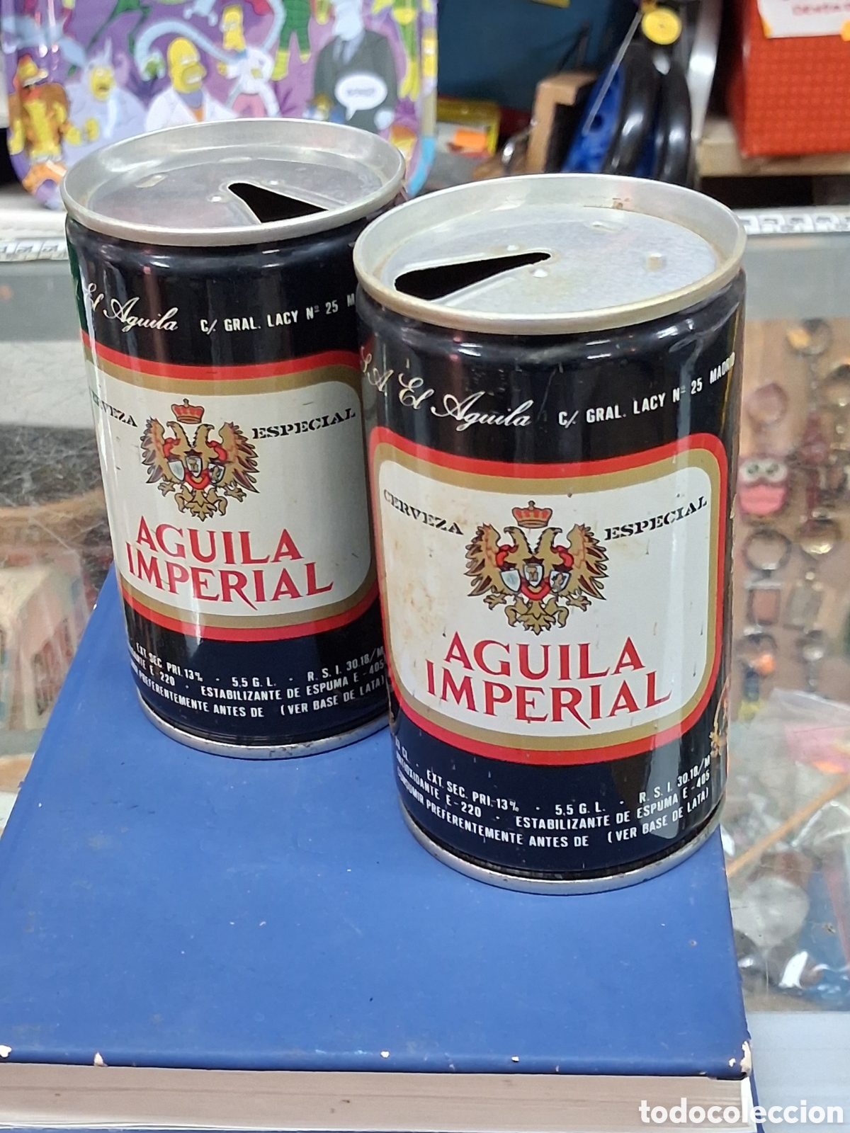 Coleccionismo: 2 latas vacias cerveza aguila imperial