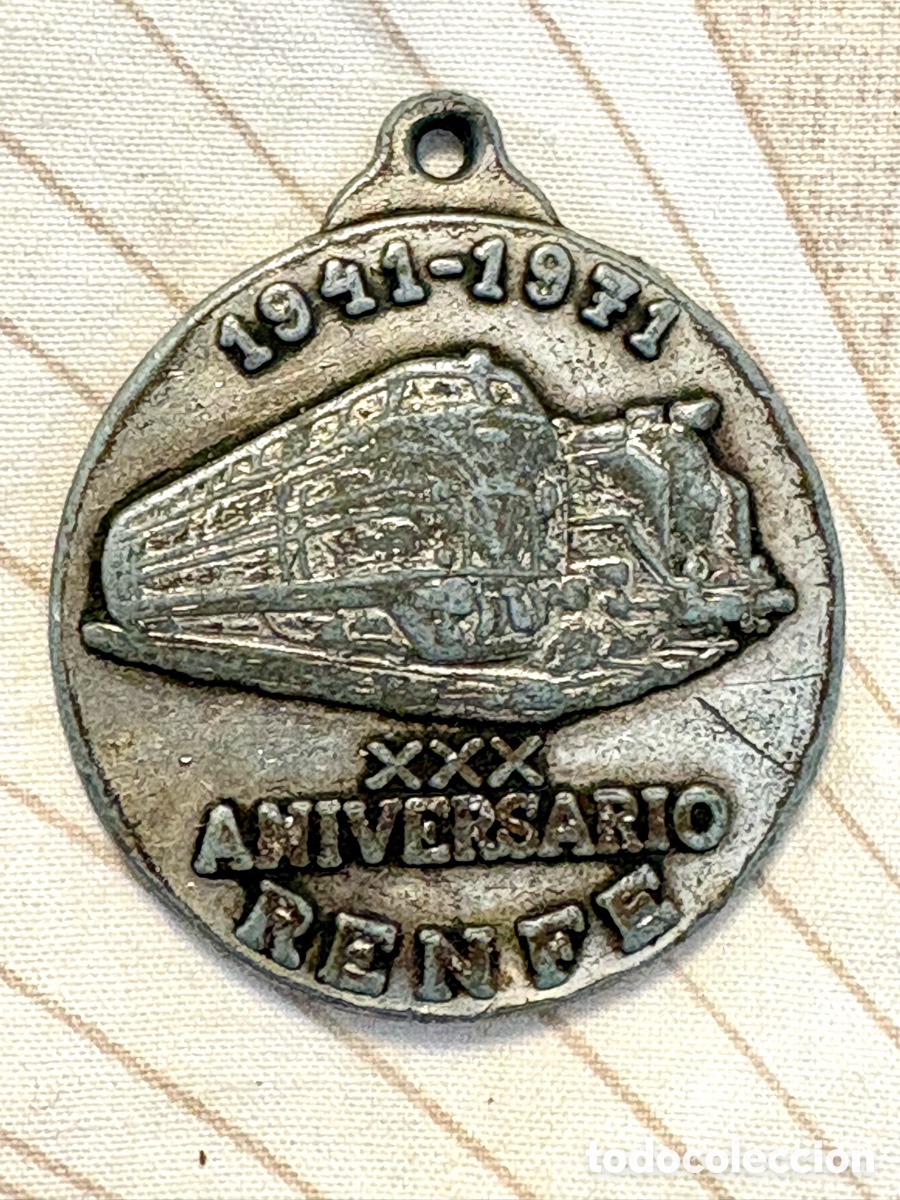 Coleccionismo: Medalla Conmemorativa Renfe &bull; XXX Aniversario (1941-1971) &bull; Locomotora Vapor y Di&eacute;sel