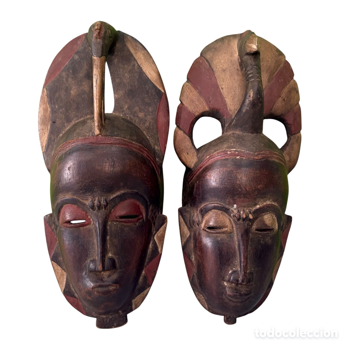 Coleccionismo: Pareja de m&aacute;scaras tribales Guro Africanas vintage